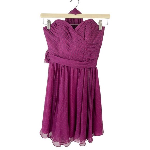 Jill Stuart Strapless Polkadot Purple and Pink Silk Party Dress Size 0 - Picture 5 of 10